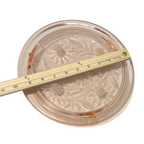 Vintage Jeanette Pink Depression Glass Sunflower Footed Cake Plate 10" Stand - Picture 2 of 8